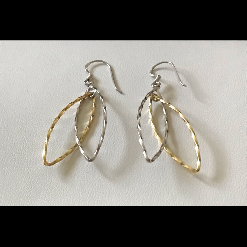 Elegant vintage Sterling 925 Silver and Gold Twisted Hoop Earrings